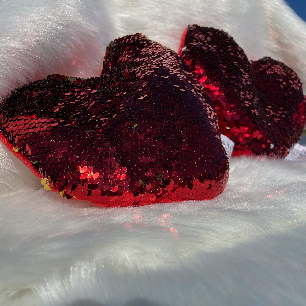 🥰💛Sequin Valentine Heart Plush Cushion Pair❤️😍